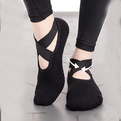 Women's Non Slip Yoga Socks with Cross Strap Grips for Yoga Ballet Barre Pilates