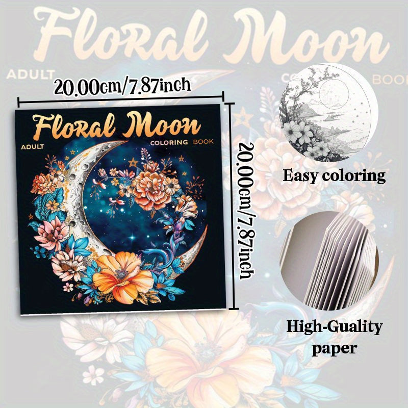 Moon & Flower Coloring Book for Adults Deluxe Upgrade Edition