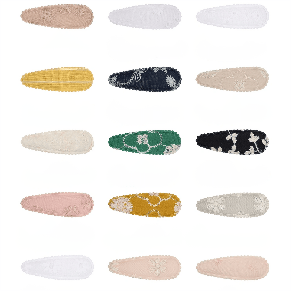 15pcs Embroidery Floral Hair Clip for Baby Girls