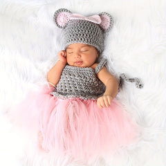2pcs Baby Girl Photo Props Set - Newborn Clothes & Hats