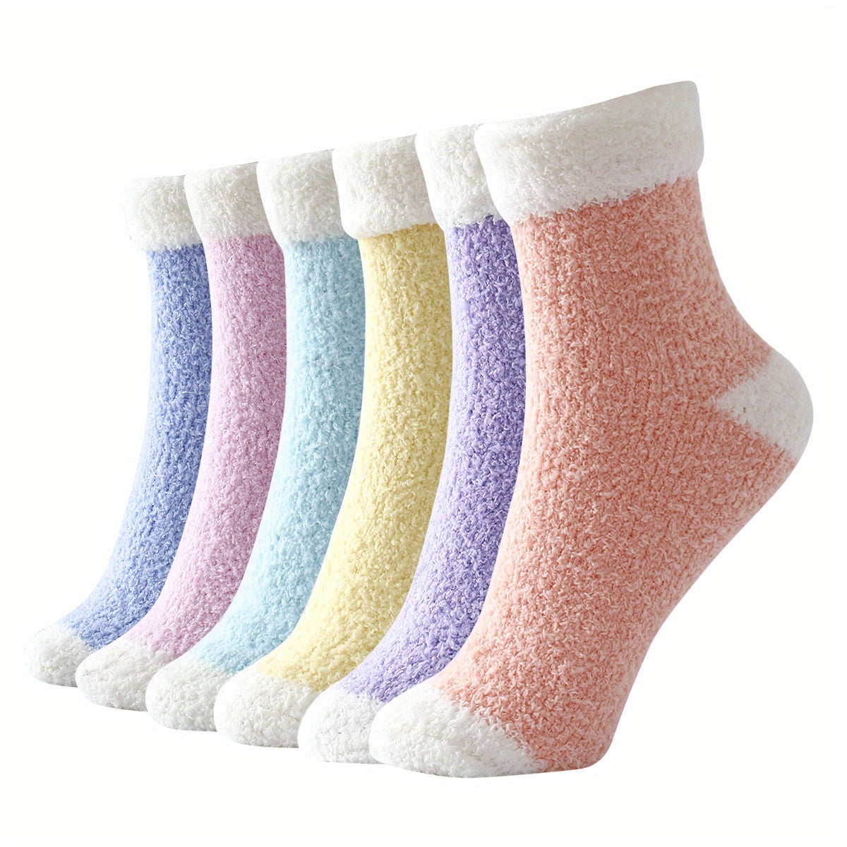 6 Pairs Heart Print Plush Socks Warm Mid Tube Women's Stockings