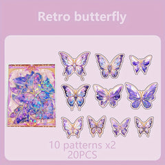 Butterfly Series Hot Stamping & Laser PET Stickers 20pcs