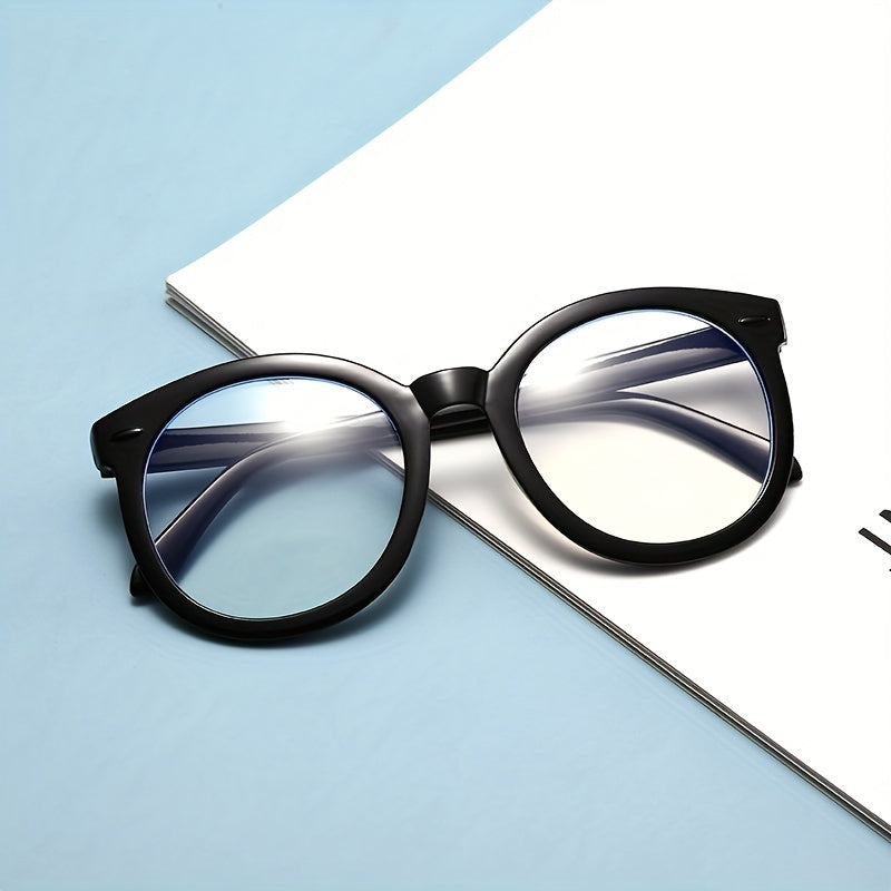 Retro Large Round Clear Lens Blue Light Blocking Glasses