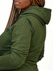  High Split Hoodie Drawstring Tie Waist Sweatshirt Dress