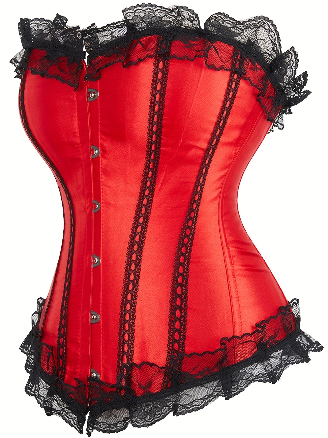 Floral Jacquard Mesh Ruffle Trim Underbust Corset