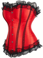 Floral Jacquard Mesh Ruffle Trim Underbust Corset
