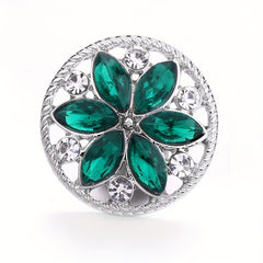 Alloy Flower Decor Round Snap Button with Rhinestones for DIY Jewelry