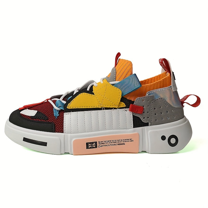 Men's Lace up Sneakers Patchwork Athletic Shoes Breathable Running Basketball