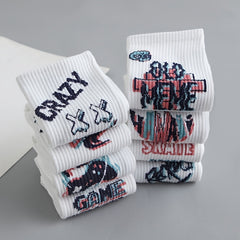 8 Pairs Funny Letter Graffiti Socks Women's Mid Tube Stockings