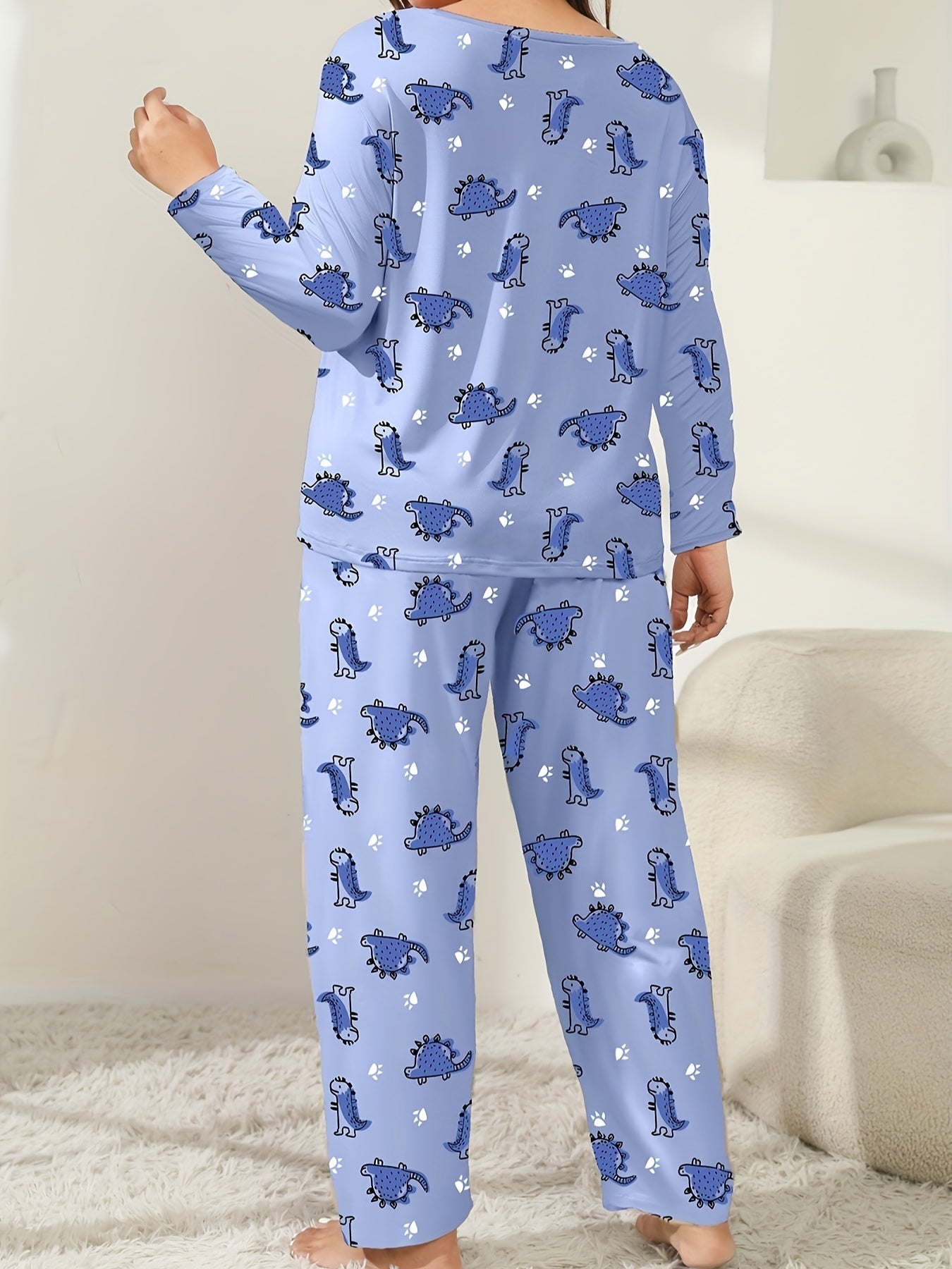  Dino & Paw Print Long Sleeve Pajama Set