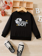 Boy's Mams Boy Print Sweatshirt Casual Slightly Stretch Breathable Sweatshirt