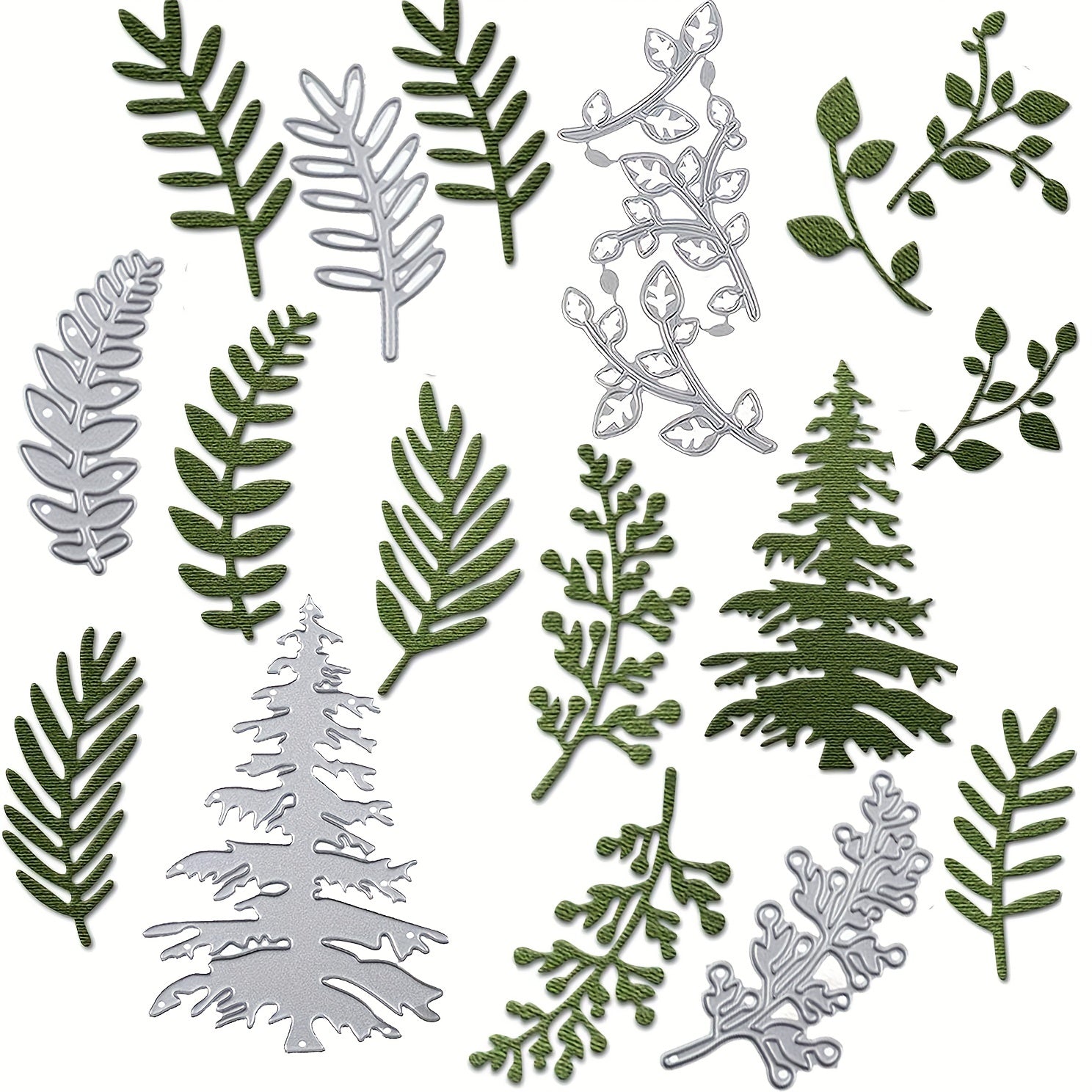 Christmas Tree Cutting Dies Set - Winter Leaf Die Cuts for Card Making
