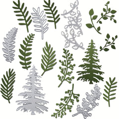 Christmas Tree Cutting Dies Set - Winter Leaf Die Cuts for Card Making