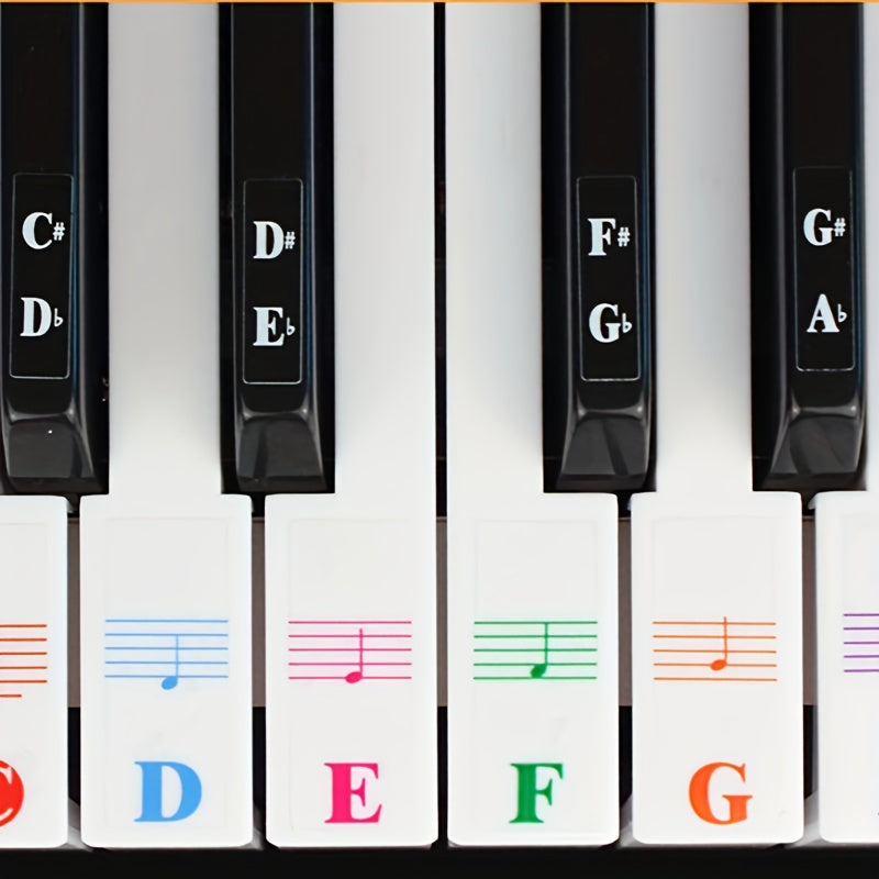 Piano Keyboard Sticker Set w/ Staff Notation & Note Markings - Self Study