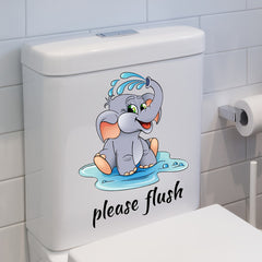 Cartoon Elephant English Toilet Wall Sticker Bathroom Decoration