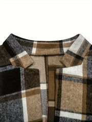  Plaid Print Split Collar Vest Blazer