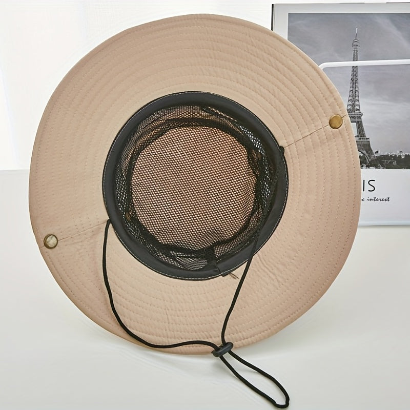 Wide Brim Bucket Hat w/Chin Strap for Outdoor Activities