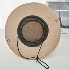 Wide Brim Bucket Hat w/Chin Strap for Outdoor Activities