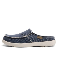 Men's Canvas Slip On Mules Lightweight Breathable Open Back Shoes