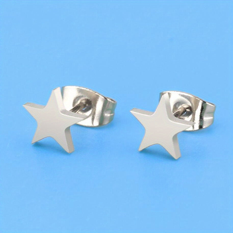 Stainless Steel Geometric Star Stud Earrings Small Earrings