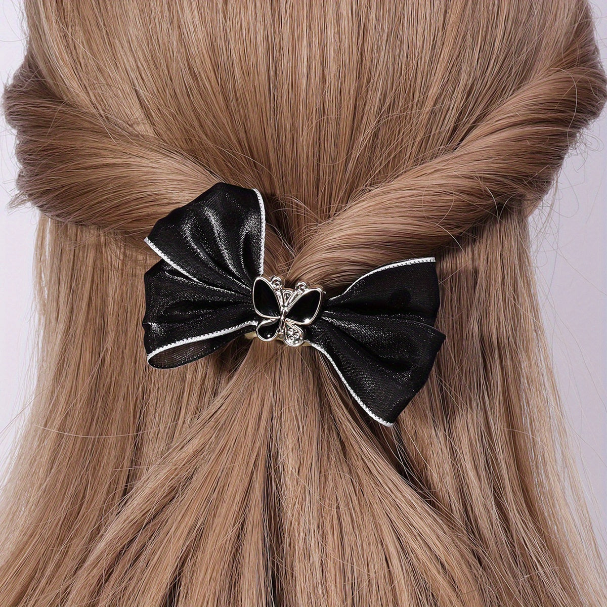2pcs Mesh Bow Hair Clip Duck Billed Clip for Women Girls