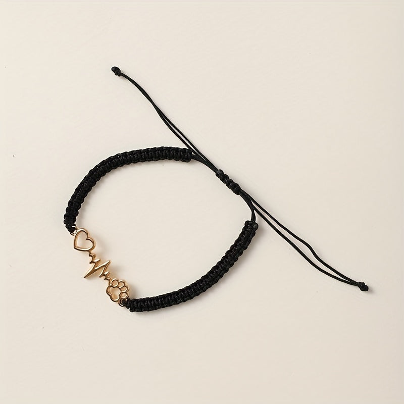 Dog Paw Love Braided Knot Bracelet for Hand Decoration Gift