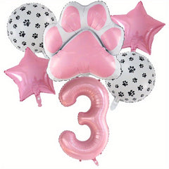 6pcs Dog Paw Bone Foil Balloons - Let's Pawty Balloon