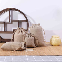 6pcs Burlap Vegetable Bags Drawstring Pouches