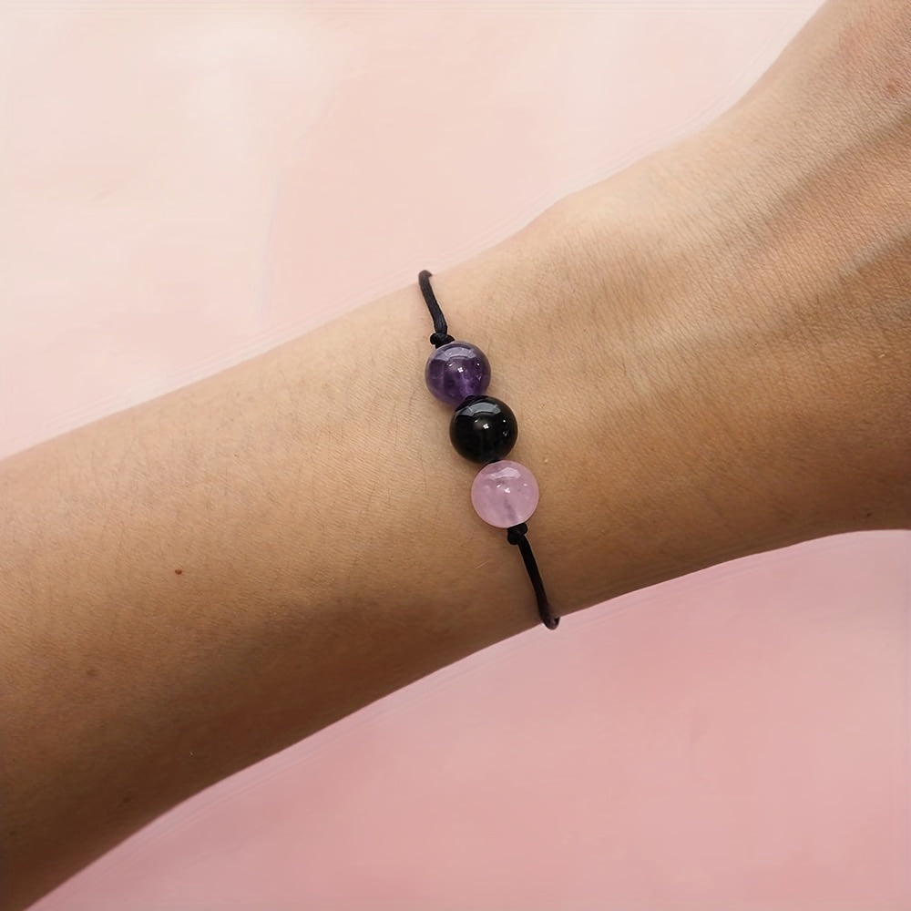 Men's Beads Bracelet - Handmade Natural Stone Stretch Bracelet