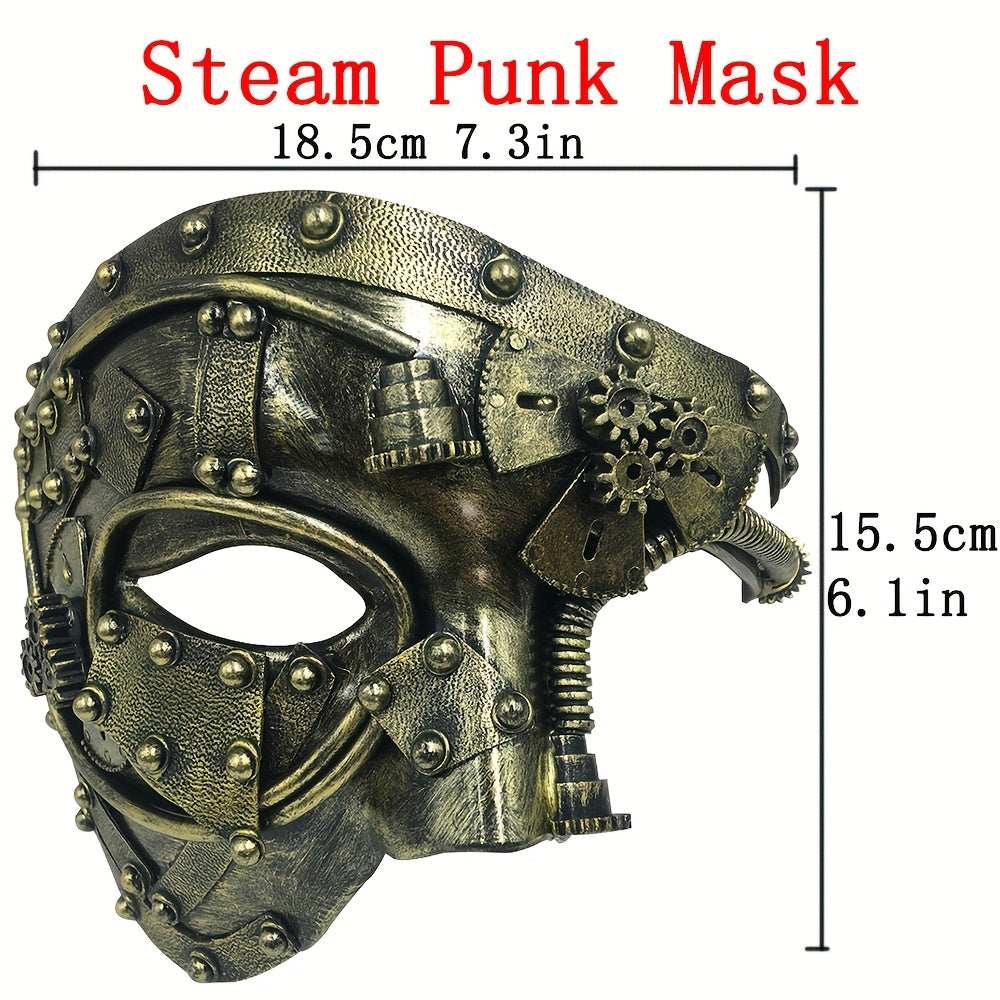 Steam Punk Mask Robot Cosplay Half Face Helmet Halloween Carnival Costume Props