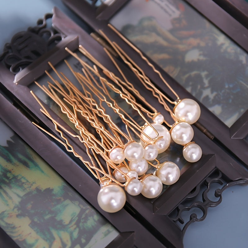 18pcs Wedding Faux Pearl Hair Pins Bridal Hair Pearls U Shaped Bobby Pins