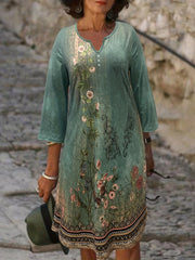  Floral Print Knee Length Dress