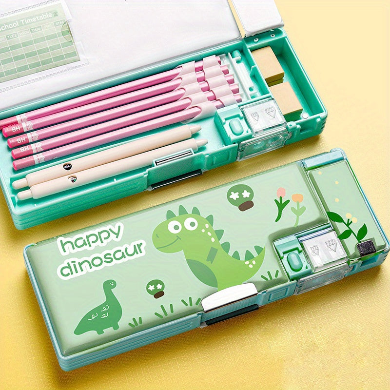 Large Capacity Double Layer Plastic Pen Box