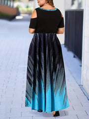  Colorblock Ombre Maxi Dress
