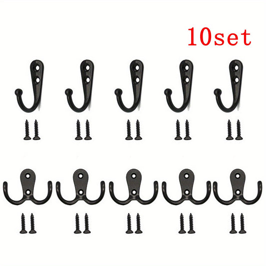 Heavy Duty Metal Double Hooks for Hanging Robes Towels Keys Jackets Hats