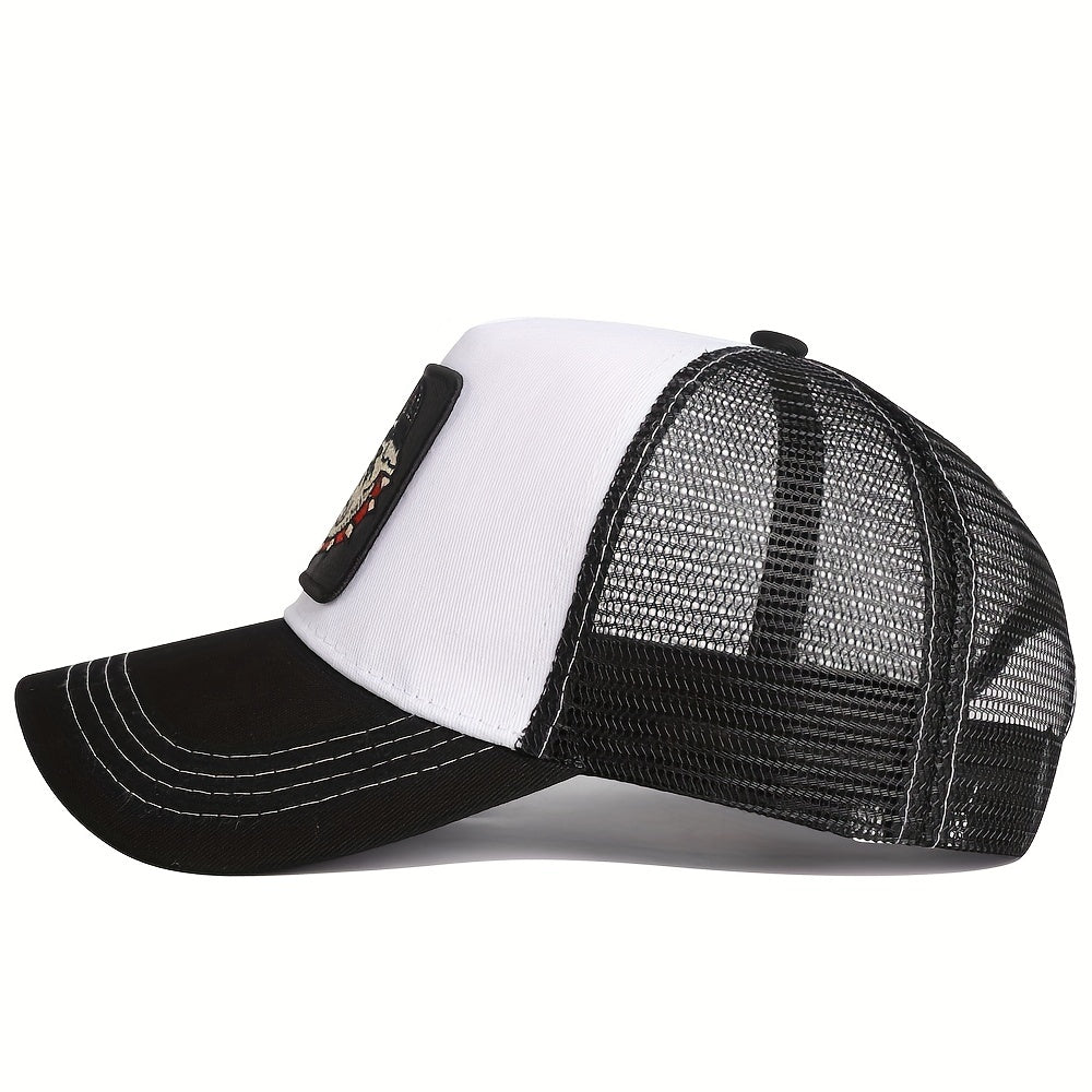 Dog Head Summer Baseball Cap Unisex Mesh Truck Driver Hat Camouflage Embroidery