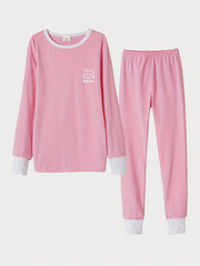 Kid's Cat Face Pajama Set Long Sleeve Top & Pants MY FAV Loungewear