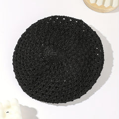 Hollow Out Crochet Beret Pumpkin Cap Octagonal Hat For Women