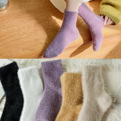 5 Pairs Plush Mid Tube Socks Women's Stockings