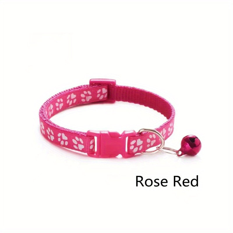 Adjustable Printed Cat Collar with Bell - Quick Release and Safe