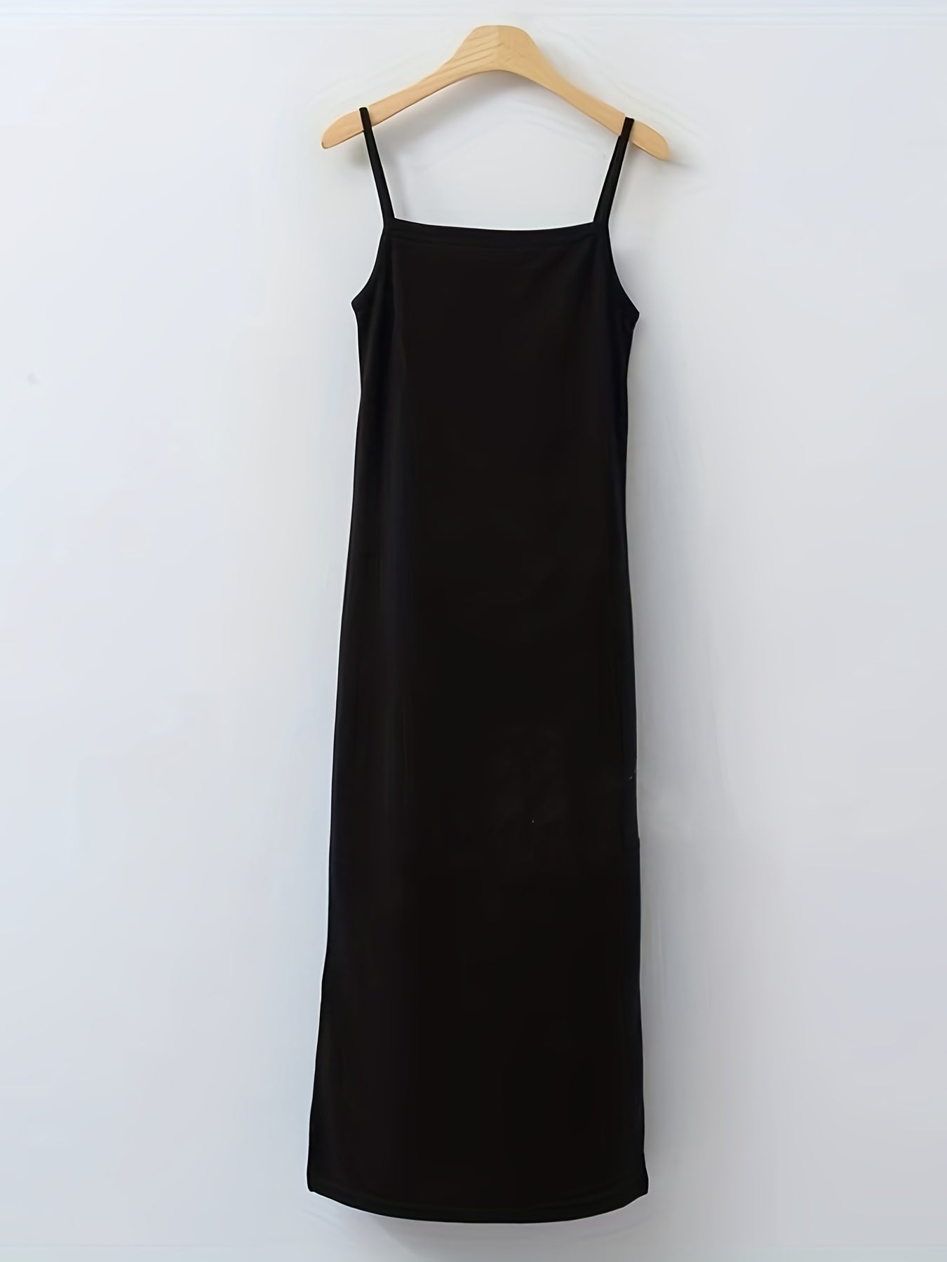 Solid Tank Nightdress Crew Neck Straps Sleep Dress Women's Sleepwear