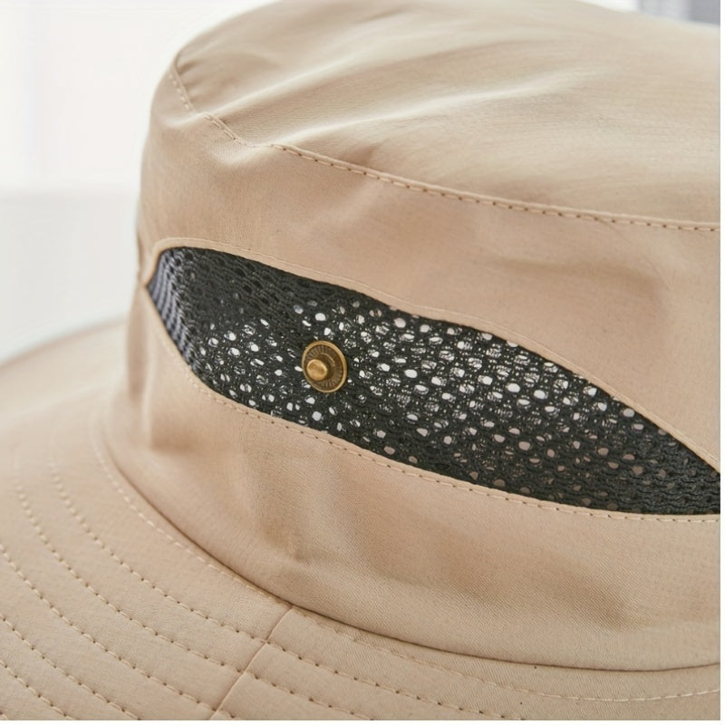 Wide Brim Bucket Hat w/Chin Strap for Outdoor Activities