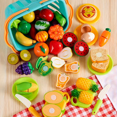 Pretend Play Kitchen Set with 29 Sliced Fruits & Vegetables