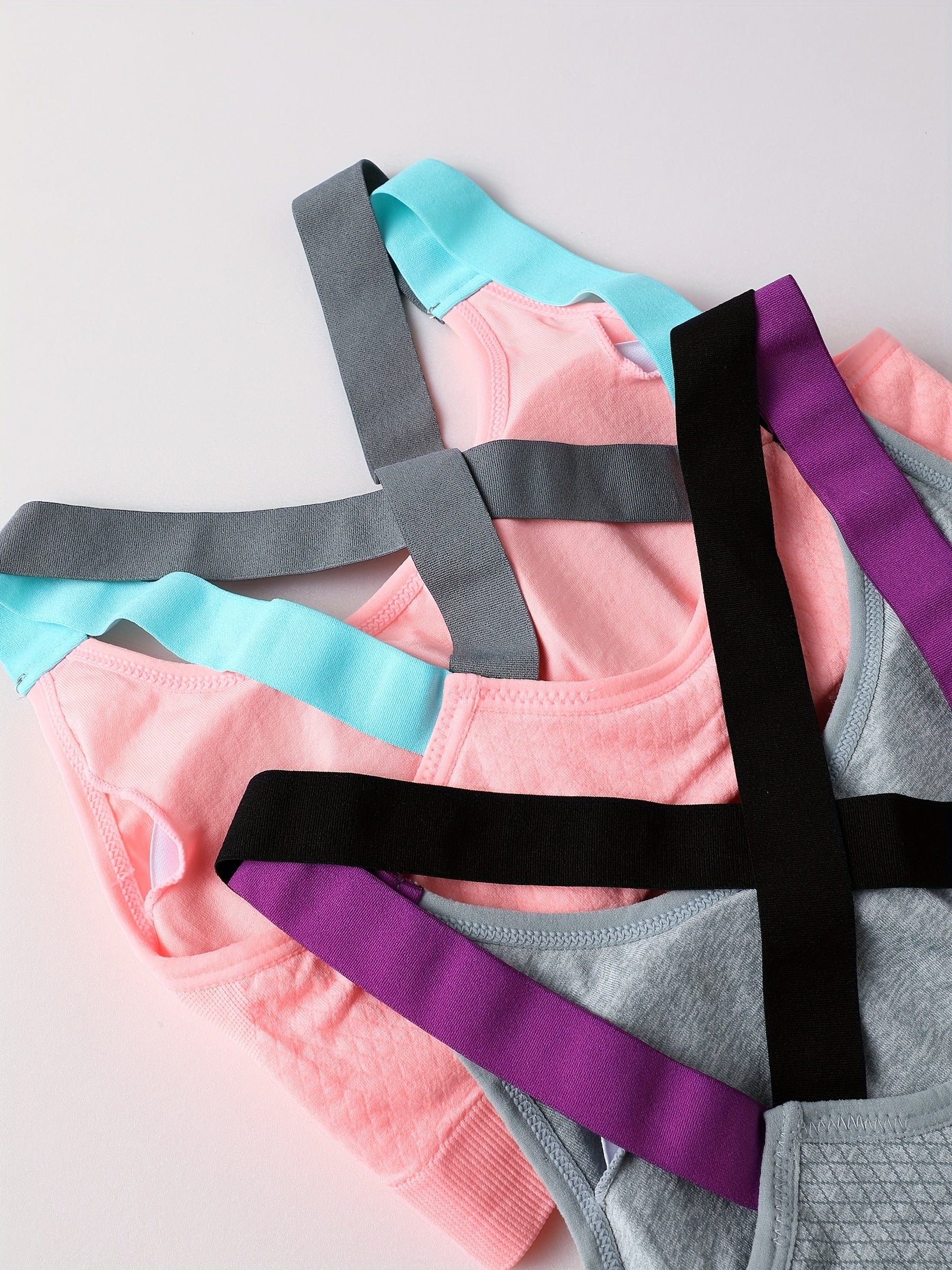 2pcs Cross Back Sports Bra Comfy Workout Colorblock Bra Women's Lingerie