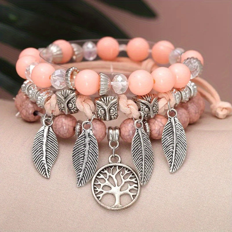 Bohemian Style Owl Beaded Bracelet For Party