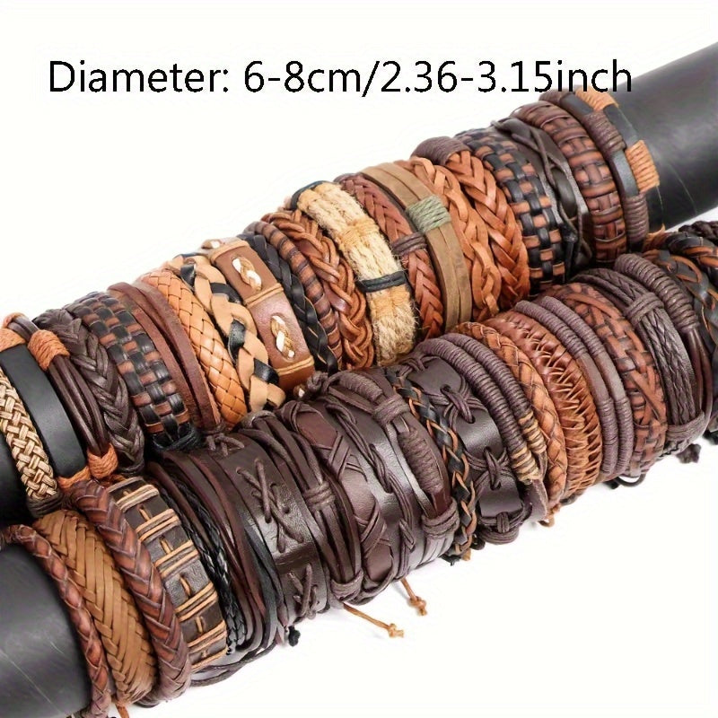50pcs Vintage Leather Bracelets for Men Women Casual Dress Accessories
