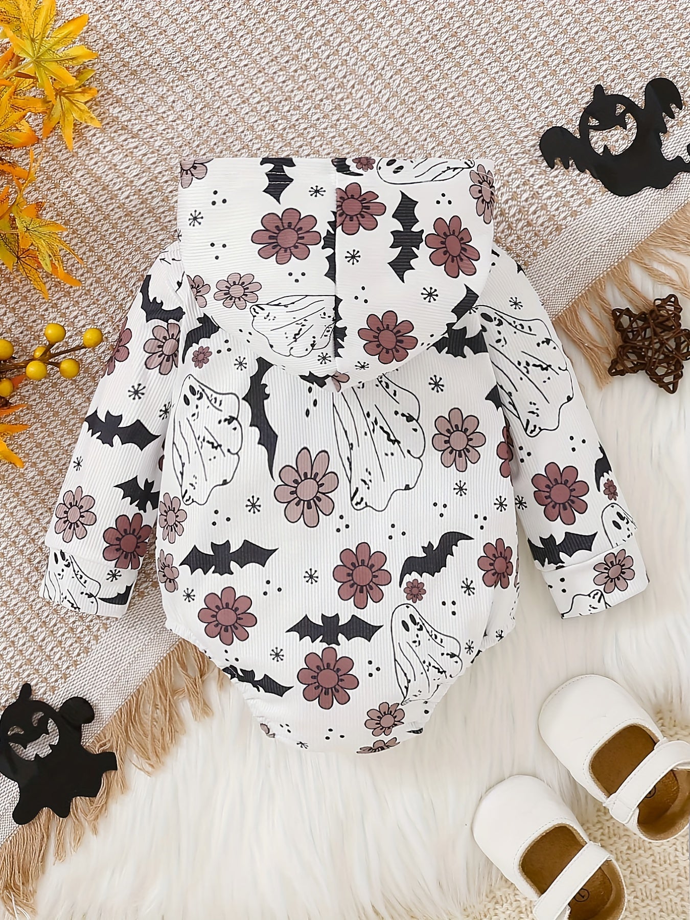 Halloween Baby Hooded Romper Cartoon Print