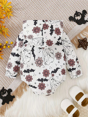 Halloween Baby Hooded Romper Cartoon Print