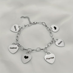 Personalized Heart Nameplate Bracelet Stainless Steel