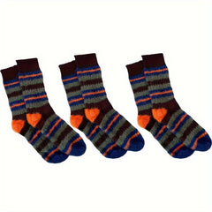 3 Pairs Colorblock Stripe Plush Socks Soft Women's Stockings